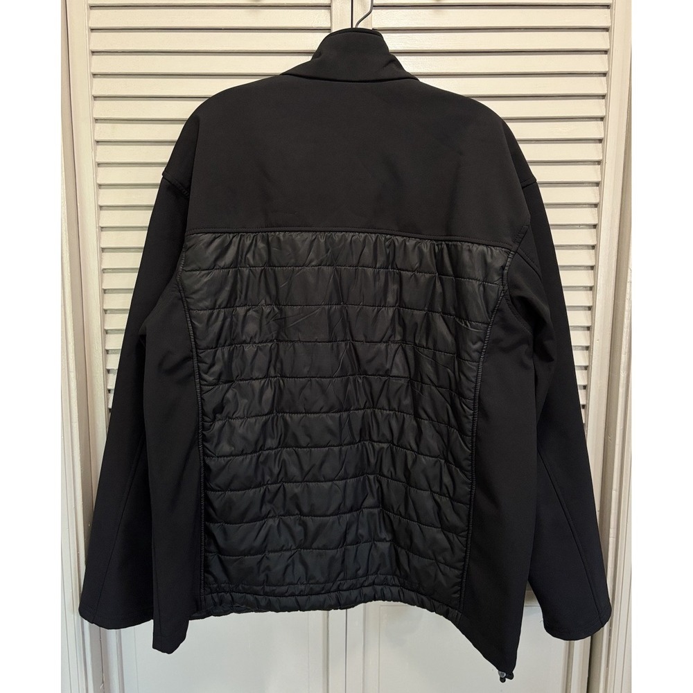 Athletech Puffer Jacket Zip Up Size Large Zip Pockets Fleece Lined Black Toggle - Picture 5 of 8
